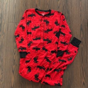 Little Blue House moose print onesie PJs